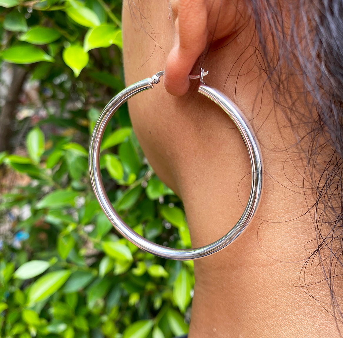 Handmade 925 Sterling Silver Large 60mm Round Hoop Earrings – Sculptural Wide Circle Hoops - Image 3