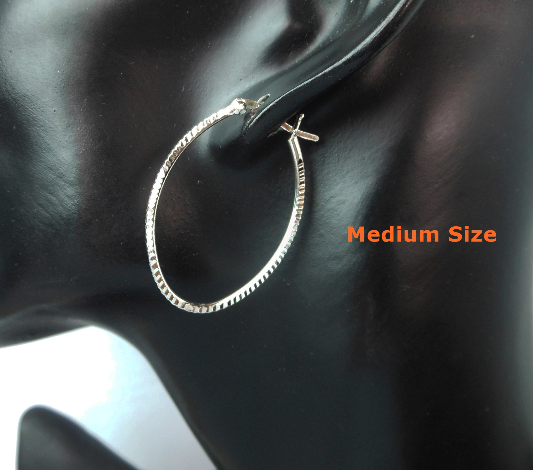 Handmade Diamond-Cut Oval Hoop Earrings – 925 Sterling Silver Textured Jewelry - Image 11