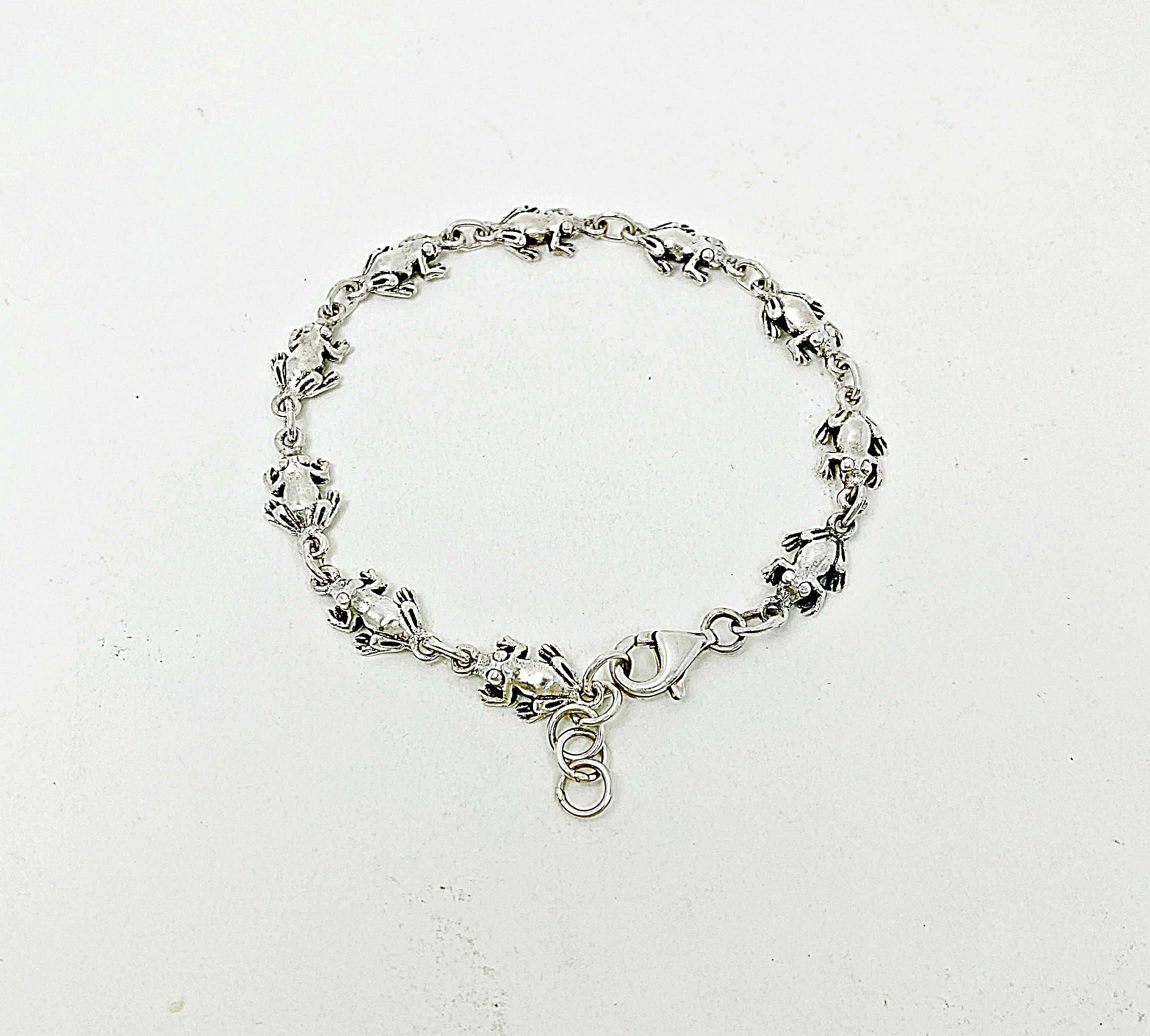 925 Sterling Silver Frog Link Chain Bracelet | Handmade Animal Jewelry - Image 6