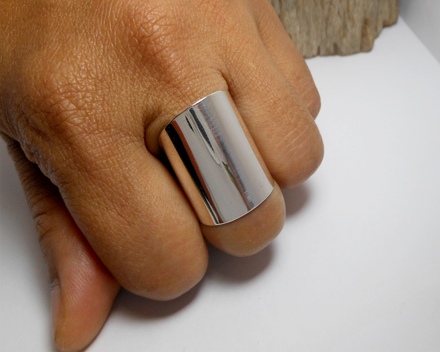 Wide Flat Band Cuff Ring – 925 Sterling Silver Adjustable Statement Jewelry - Image 7