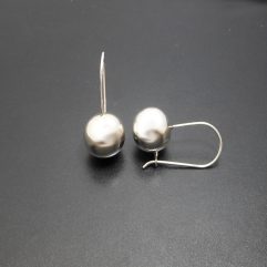 Silver Ball Drop Earrings, Geometric Hoop earrings | Sup Silver