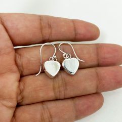 3D Silver Heart Drop Earrings, Valentine’s Earrings | Sup Silver