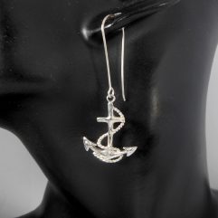 Silver Anchor Earrings, Long Dangle Nautical Jewelry | Sup Silver