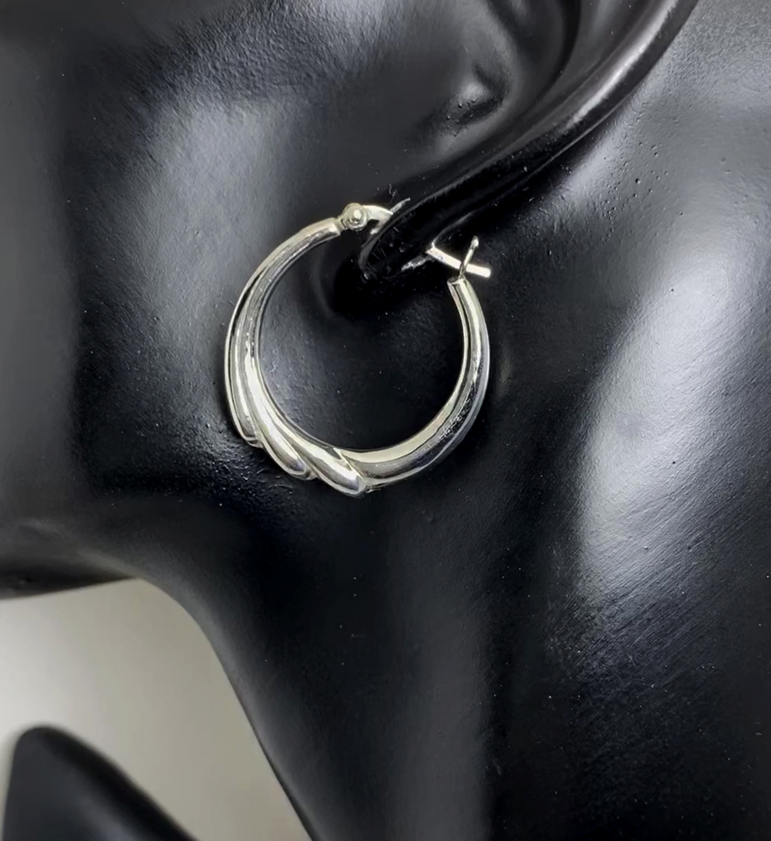 Handmade Puffy Flower Hoop Earrings – Lightweight 925 Sterling Silver Floral Jewelry - Image 2