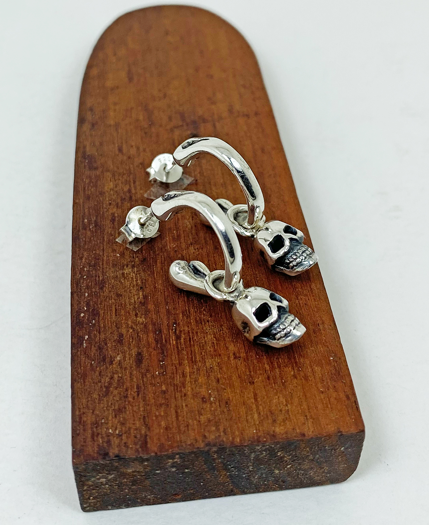 Dangle Skull Charm Bone Hoop Earrings, Silver Halloween Gifts | Sup ...