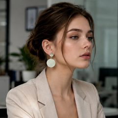Large Disc Stud Earrings 925 Sterling Silver | Handmade Round Drop Earrings