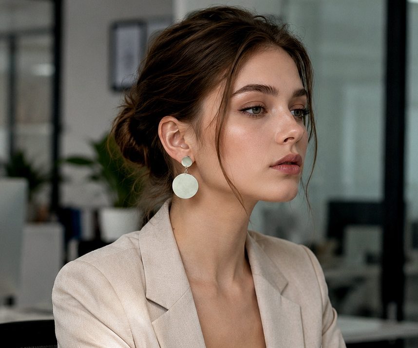 Large Disc Stud Earrings 925 Sterling Silver | Handmade Round Drop Earrings