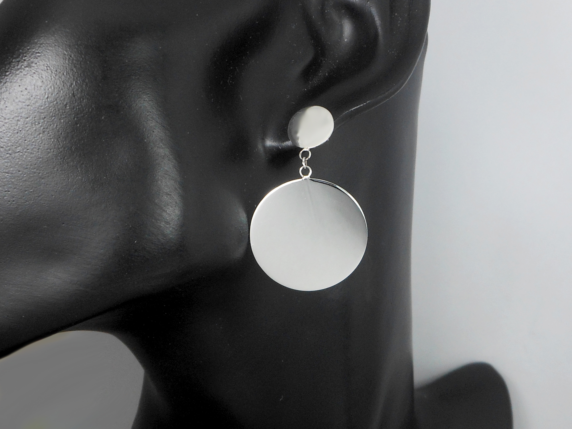 Large Disc Stud Earrings 925 Sterling Silver | Handmade Round Drop Earrings - Image 5