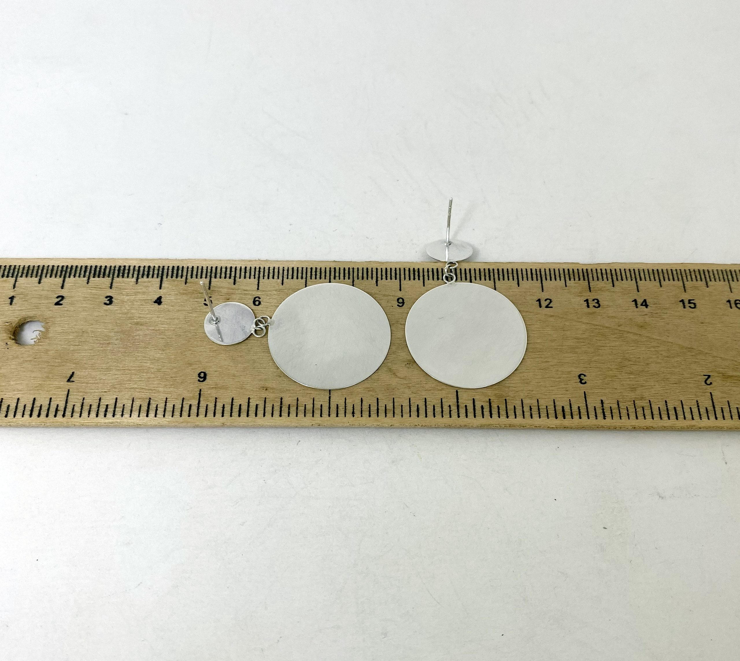 Large Disc Stud Earrings 925 Sterling Silver | Handmade Round Drop Earrings - Image 8