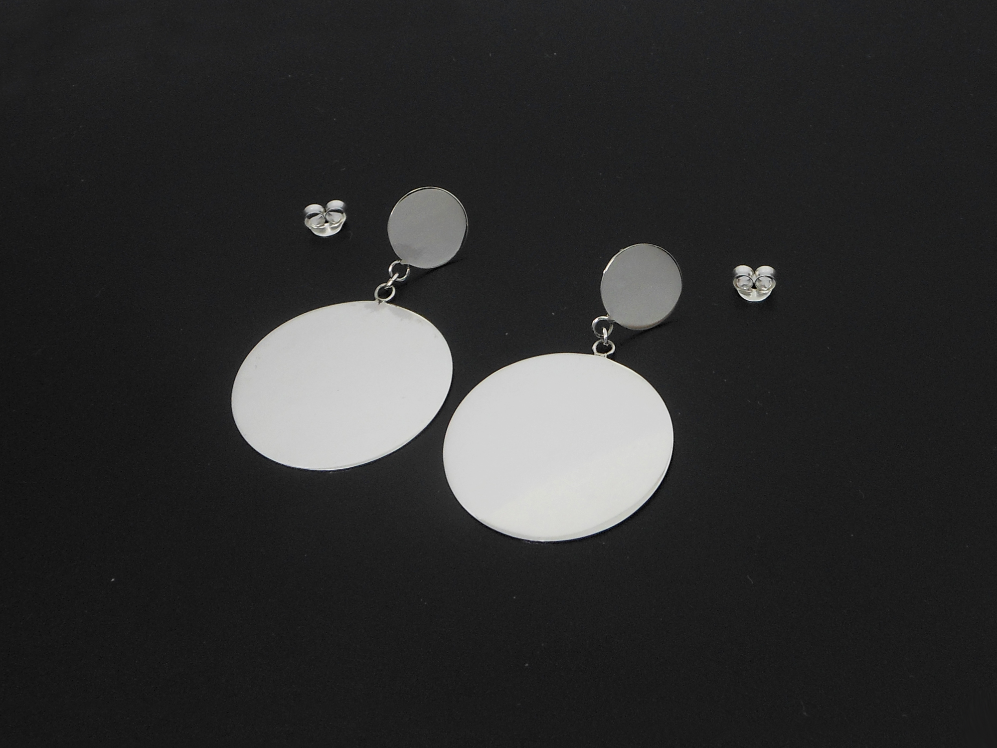 Large Disc Stud Earrings 925 Sterling Silver | Handmade Round Drop Earrings - Image 10