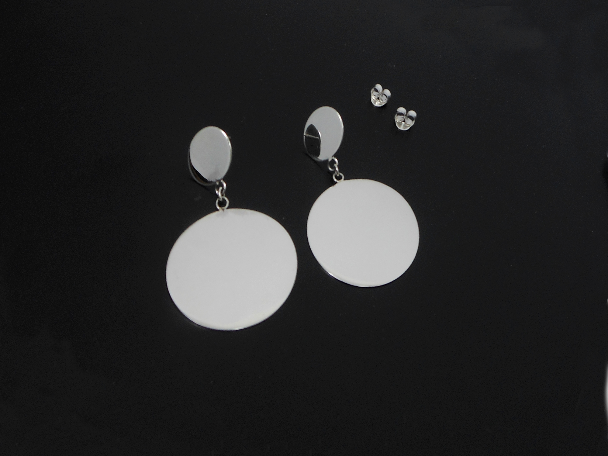 Large Disc Stud Earrings 925 Sterling Silver | Handmade Round Drop Earrings - Image 11