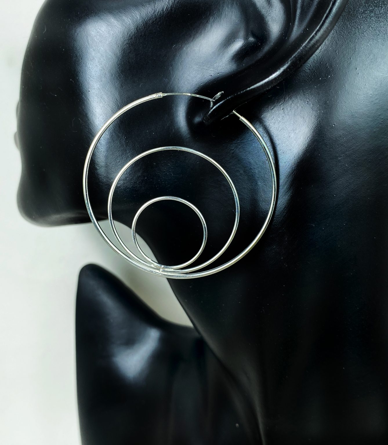 Women's 925 Sterling Silver Large Hoop Earrings | 50mm (2") Endless Thin Hoops | 1.8mm Wire