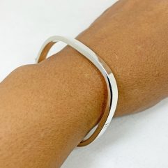 Sup Silver Rectangle Bangle, Sterling Silver Hinged Bangle, Handmade Women Jewelry, Gifts For Her