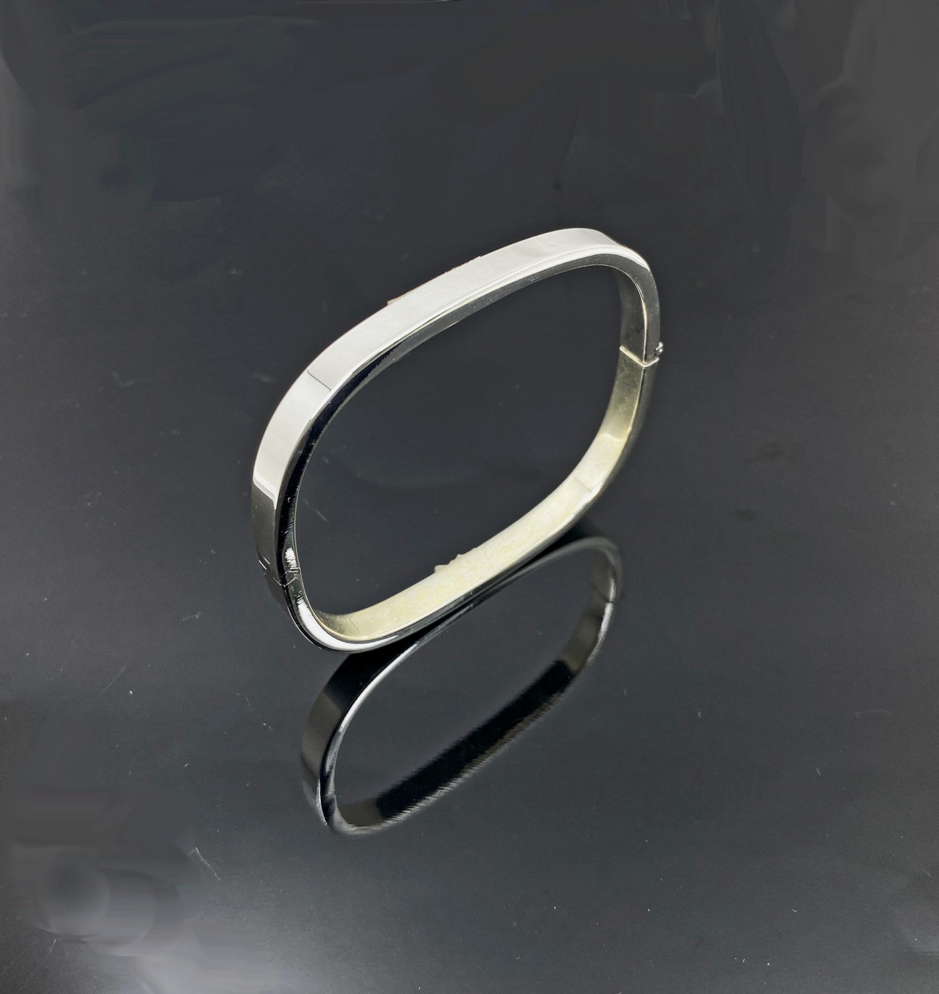 Sup Silver Square Bangle, Sterling Silver Hinged Bangle, Women Handmade