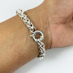 925 Silver Spike Linked Chain Bracelet, Women Giant Spring Clasp Bracelet, Jewelry Gifts