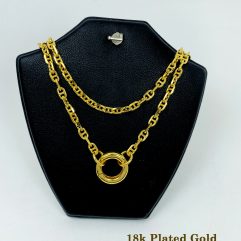 18k Gold Plated Figure 8 Chain Necklace, Unisex 925 Sterling Silver Mariner Anchor Chain