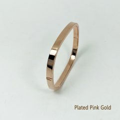 2023 Sup Silver Pink Gold Plated Rectangle Bangle, Sterling Silver Hinged Bangle, Handmade Jewelry Gifts