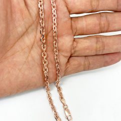 2023 Pink Gold Plated Cable Angle Chain Necklace, Unisex Necklace, Handmade Jewelry Gifts| Sup Silver