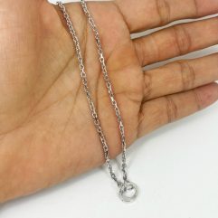 2023 White Gold Plated Oval Clasp Square Chain Necklace, Handmade Unisex Necklace Gifts| Sup Silver