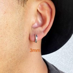 Round Huggie Earrings – 925 Sterling Silver 3mm Wide Unisex Handmade Hoops