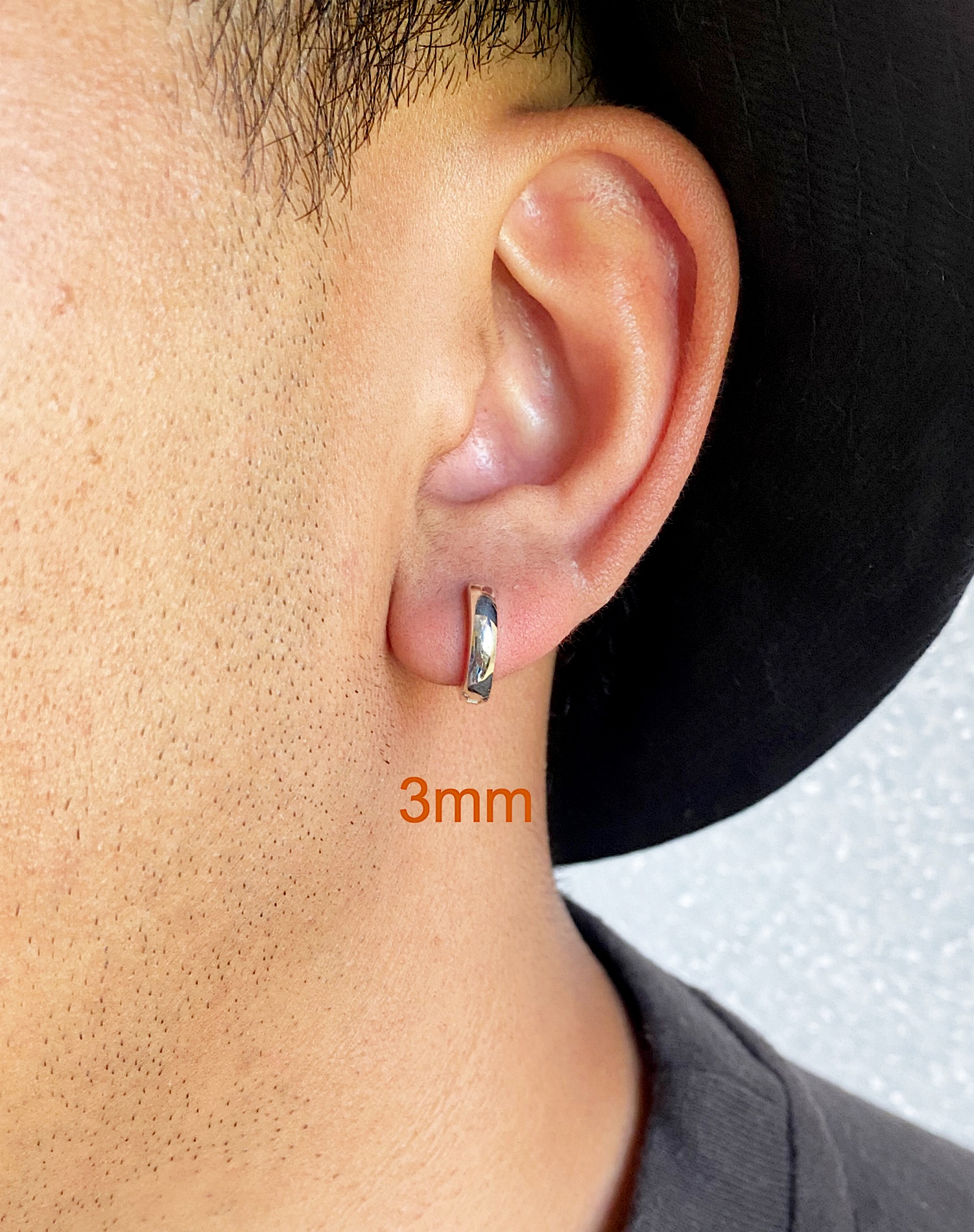 Round Huggie Earrings – 925 Sterling Silver 3mm Wide Unisex Handmade Hoops