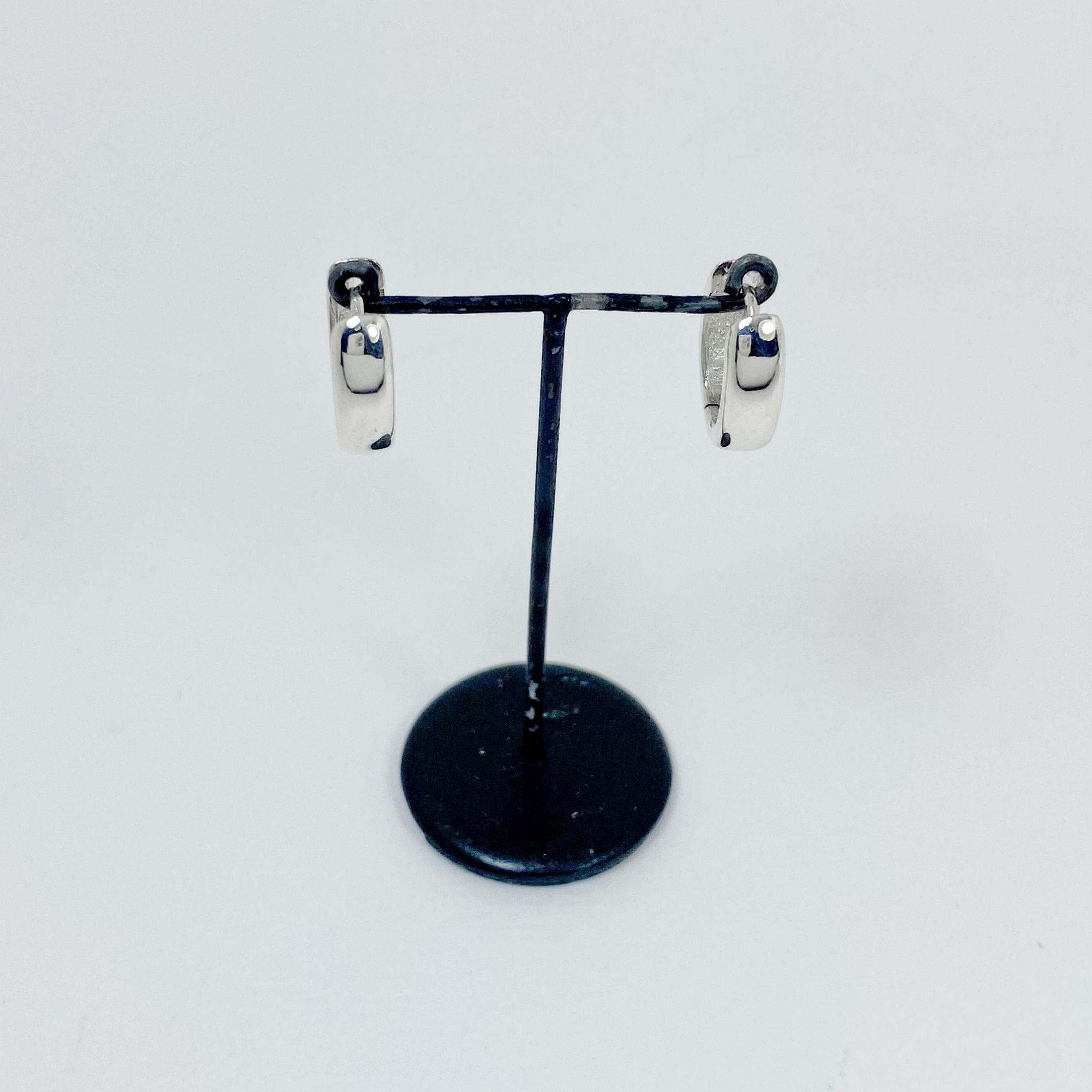 Oval Huggie Earrings – 925 Sterling Silver 4mm Wide Unisex Handmade Hoops - Image 11
