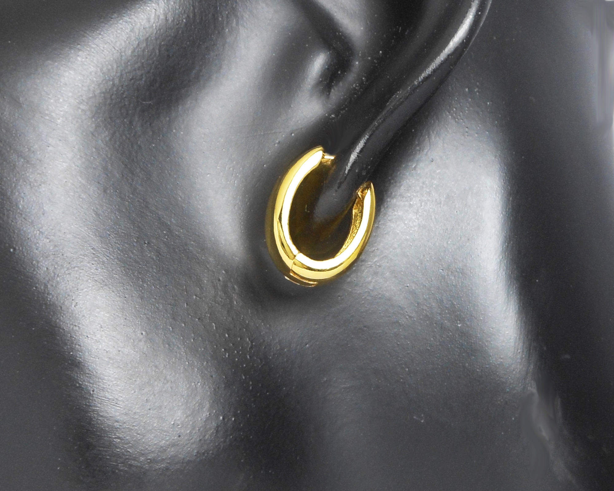 Oval Huggie Earrings – 925 Sterling Silver 4mm Wide Unisex Handmade Hoops - Image 16