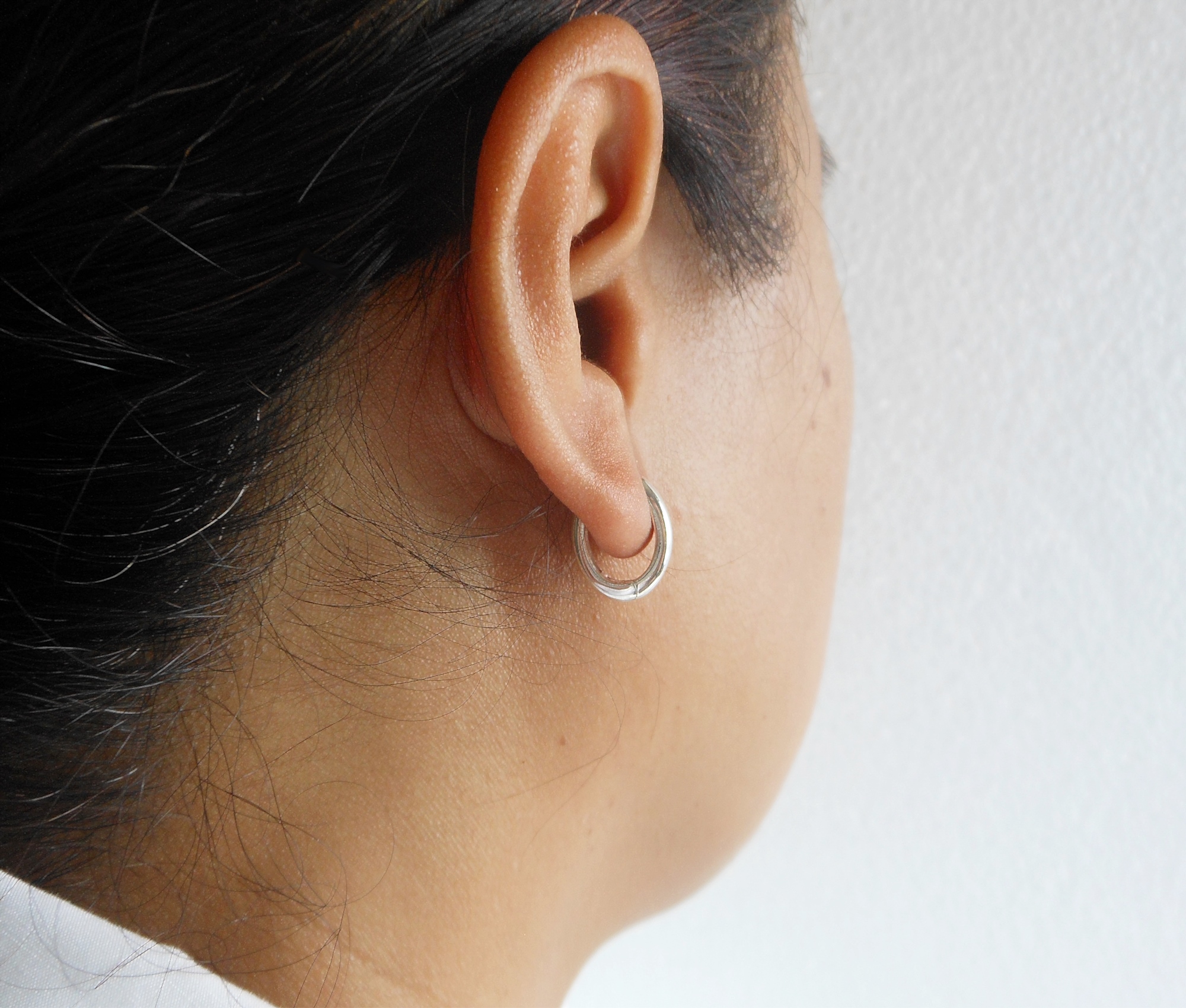 Oval Huggie Earrings – 925 Sterling Silver 4mm Wide Unisex Handmade Hoops - Image 18