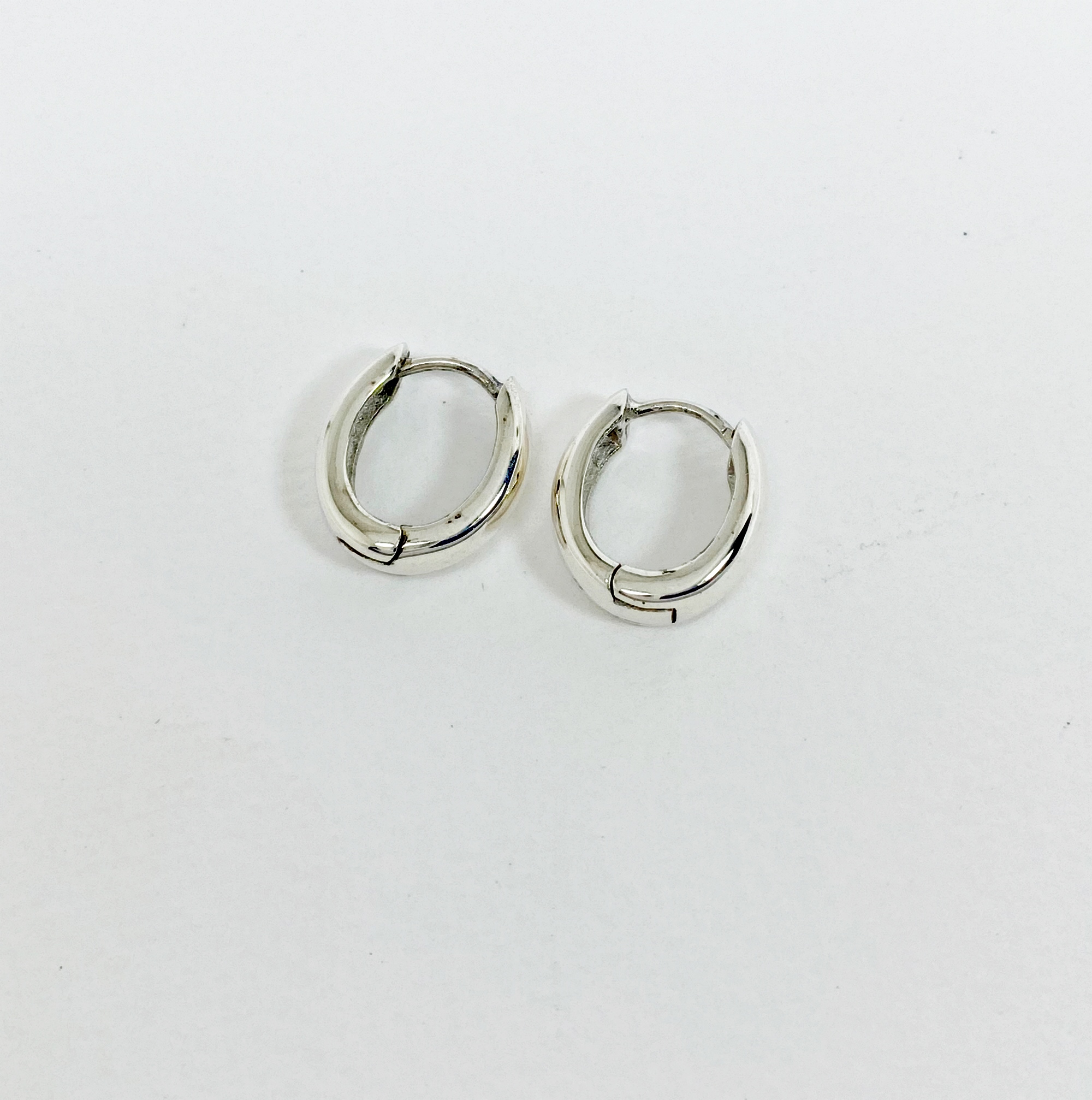 Oval Huggie Earrings – 925 Sterling Silver 4mm Wide Unisex Handmade Hoops - Image 7
