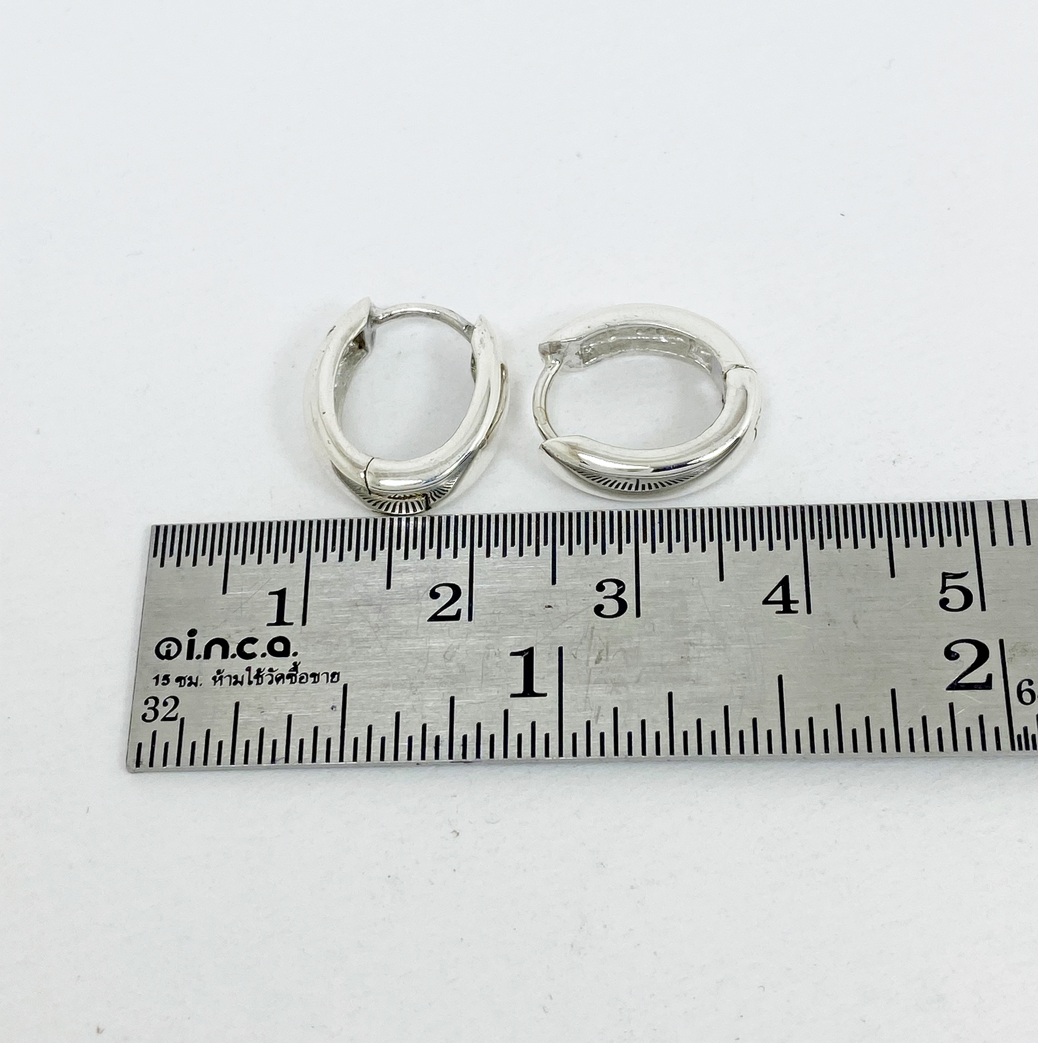 Oval Huggie Earrings – 925 Sterling Silver 4mm Wide Unisex Handmade Hoops - Image 8