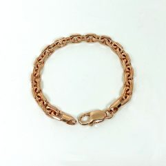 Sup Silver Pink Gold Plated Cable Angle Chain Bracelet 925 Sterling Silver, Upside Down Chain Bracelet