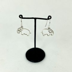 Sup Silver Minimalist Cutout Elephant Drop Earrings 925 Sterling Silver, Handmade Jewelry