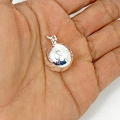 Sup Silver 3D Sound Moon & Star Ball Pendant 925 Sterling Silver, Handmade Unisex Gifts