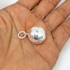 Sup Silver 3D Sound Valleyball Pendant 16mm 925 Sterling Silver, Handmade Unisex Sport Gifts