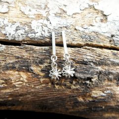 Sup Silver Tiny Flower Drop Bar Stud Earrings 925 Sterling Silver, Small Gifts For Girls