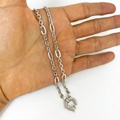 Sup Silver Fancy Cable Chain Necklace 925 Sterling Silver, Handmade Unisex Oval Link Chain