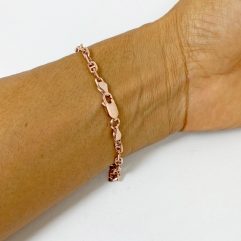 Sup Silver Pink Gold Plated Figure 8 Chain Bracelet 925 Sterling Silver, Handmade Jewelry