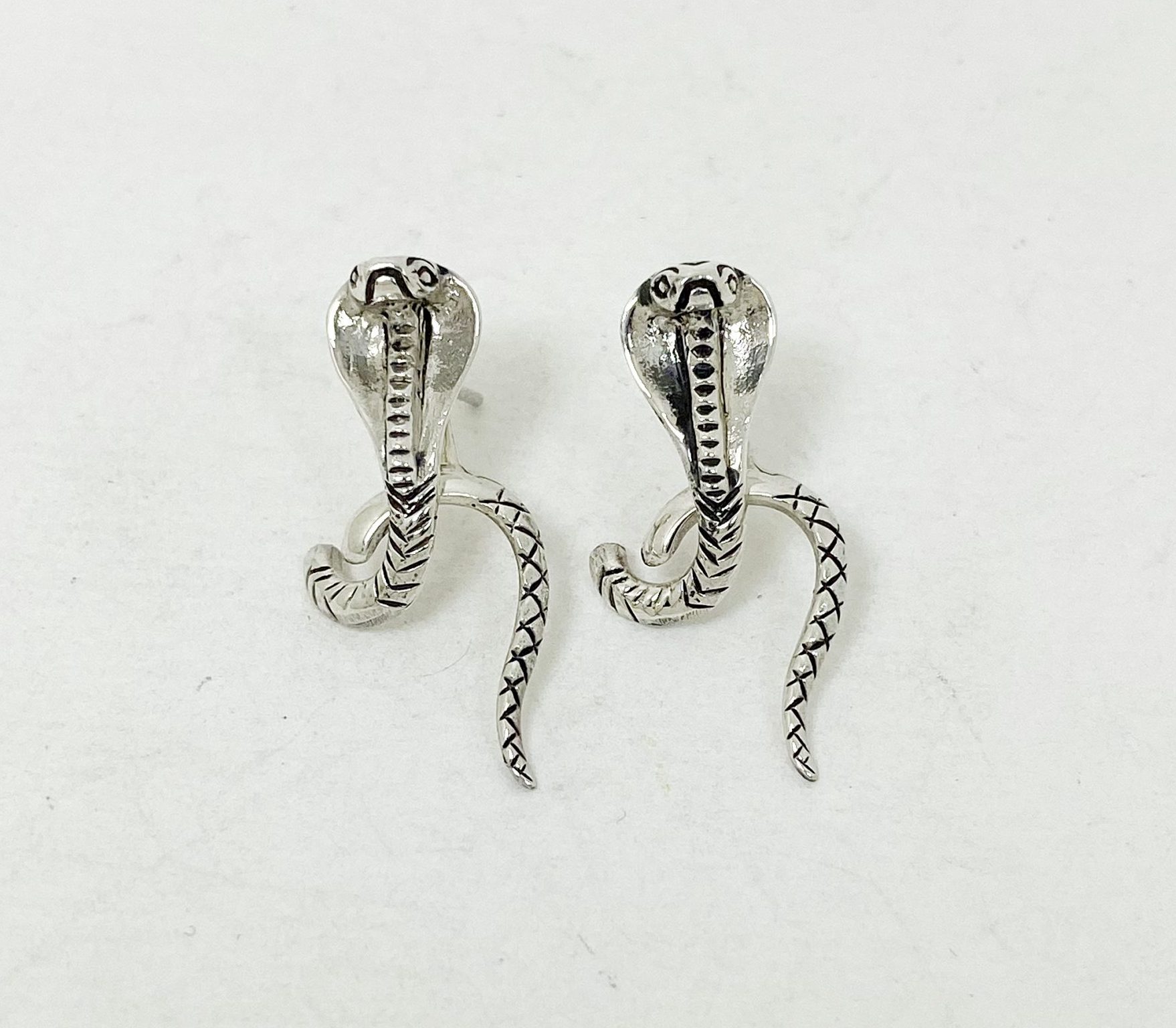 King Cobra Earring Jackets | 925 Sterling Silver Handmade Snake Earrings | Sup Silver