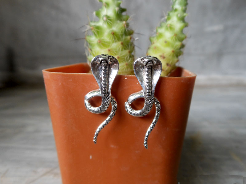 King Cobra Earring Jackets | 925 Sterling Silver Handmade Snake Earrings | Sup Silver - Image 14