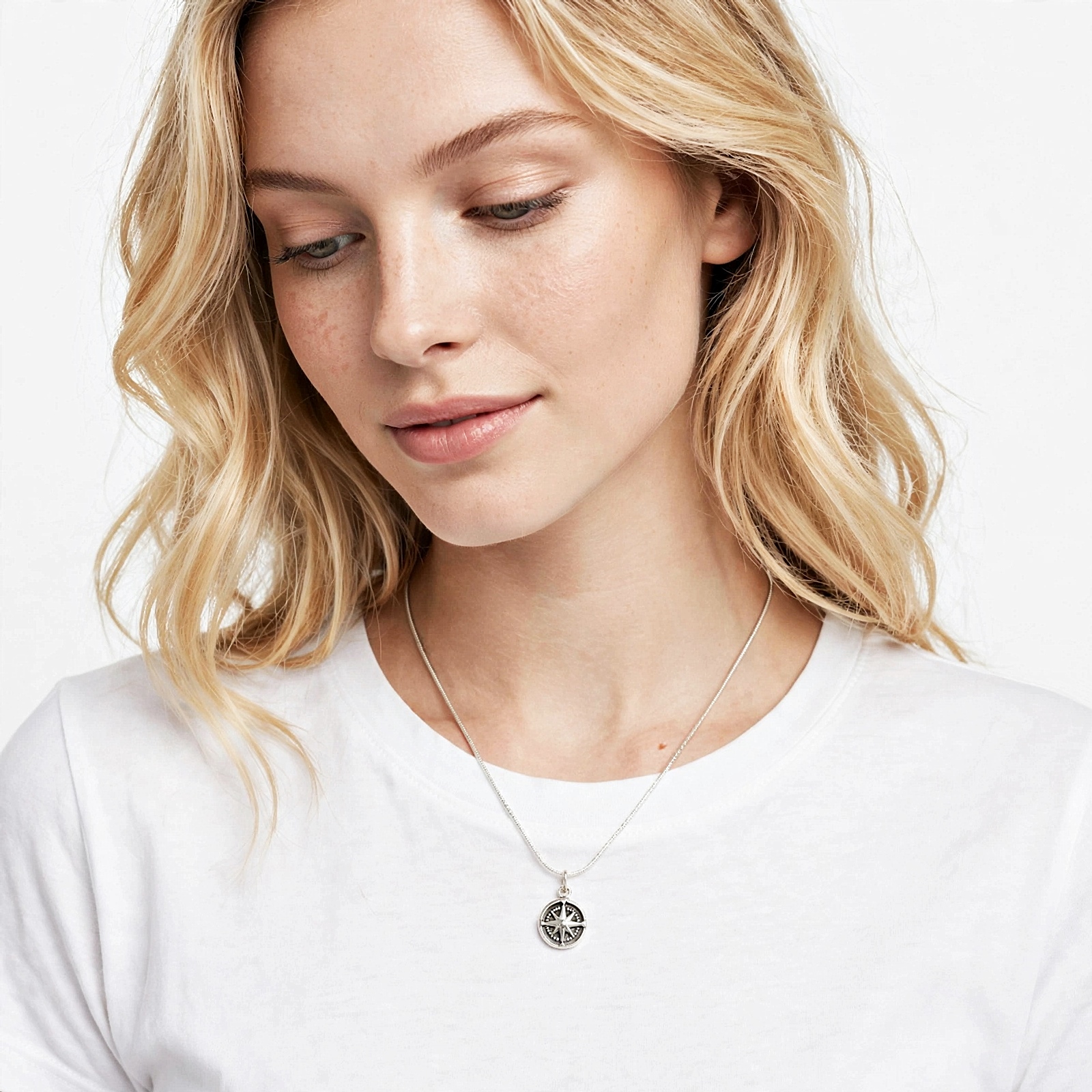 925 Sterling Silver Compass Rose Pendant | Handmade Minimalist Charm | Sup Silver