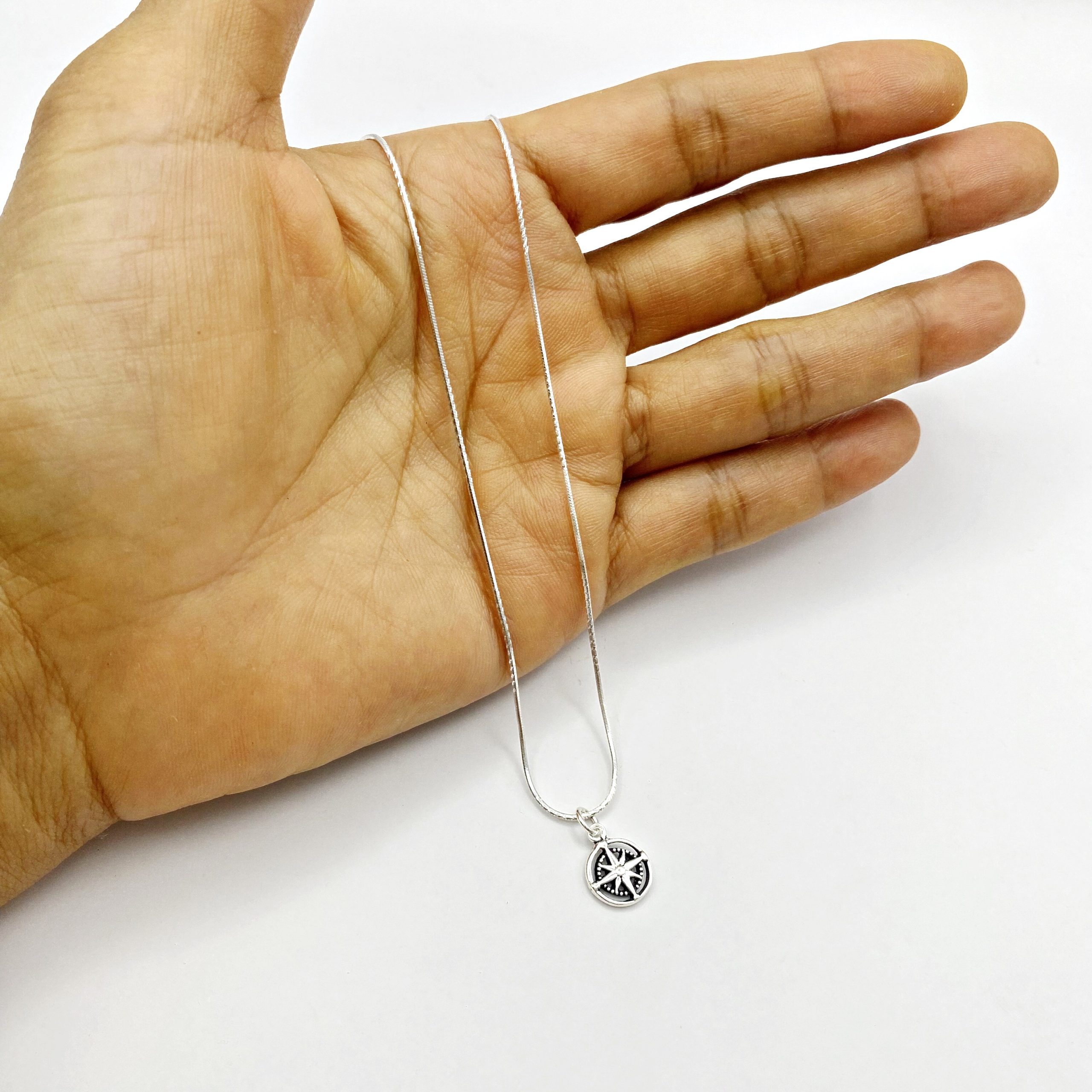 925 Sterling Silver Compass Rose Pendant | Handmade Minimalist Charm | Sup Silver - Image 8